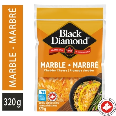 Black Diamond Marble Cheddar Shredded Cheese 320 g, $1.53/100g