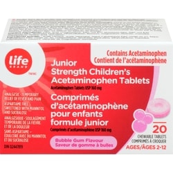 Life Acétaminophène pour enfants, saveur de bubblegum 20 ea, 0,25 $/1ch