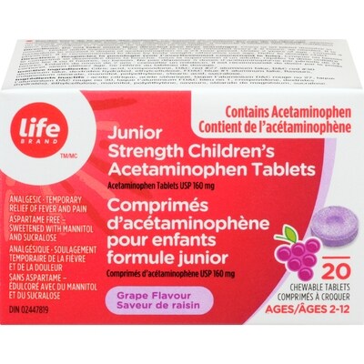 Life Acétaminophène pour enfants, saveur de raisin 20 ea, 0,40 $/1ch