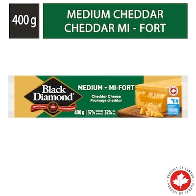 Black Diamond Medium Cheddar Cheese Bar 400 g, $1.50/100g