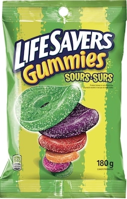 LIFESAVERS Sour Gummy Candy, Bag 180 g, $2.11/100g