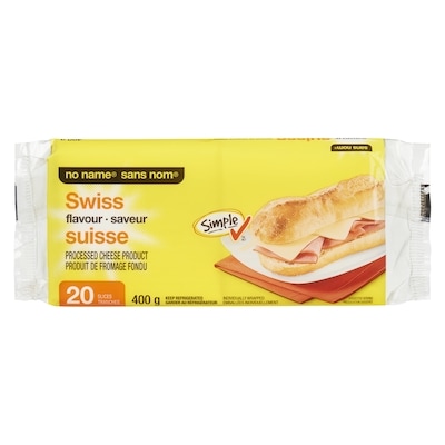 No Name Swiss Flavour Processed Cheese Product Slices 400 g, $1.12/100g