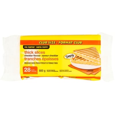 Sans Nom Produit de fromage fondu en tranches épaisses à saveur cheddar 800 g, 1,06 $/100g