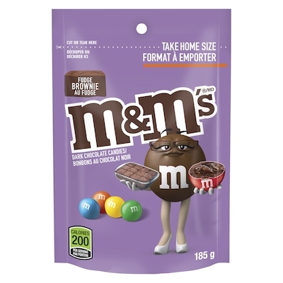 M&M’s Bonbons au chocolat au lait Fudge Brownie, sac de partage 185 g, 2,86 $/100g