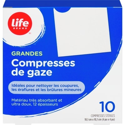 Life Grands Tampons De Gaze, 10 Par Paquet 1 ea, 4,99 $/1ch