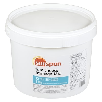 Sunspun 22% M.F. Feta Cheese 3 kg, $1.40/100g