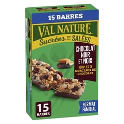 Nature Valley Val Nature Barre Granola, Sucrées et Salées, Chocolat Noir et Noix, 15 Barres 525 g, 1,71 $/100g