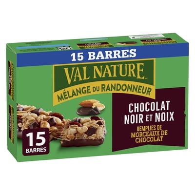 Nature Valley Val Nature Barre Granola, Sucrées et Salées, Chocolat Noir et Noix, 15 Barres 525 g, 1,43 $/100g
