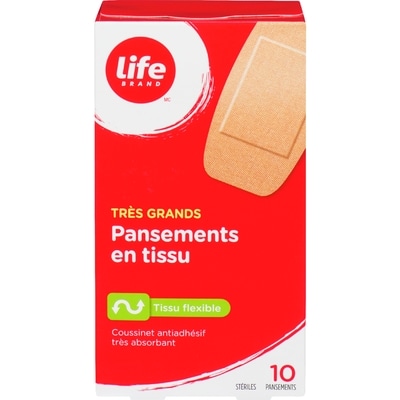 Life Pansement En Tissu, Très Grand, 10 Par Paquet 10 ea, 0,40 $/1ch