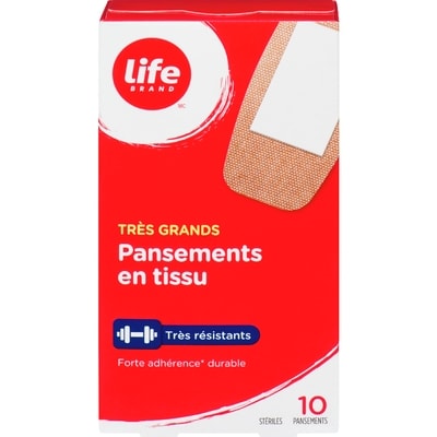 Life Pansement En Tissu, Très Grand, 10 Par Paquet 10 ea, 0,40 $/1ch