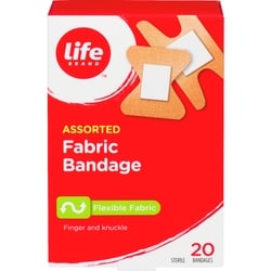Assorted Fabric Bandage, Flexible Fabric, 20 Pack