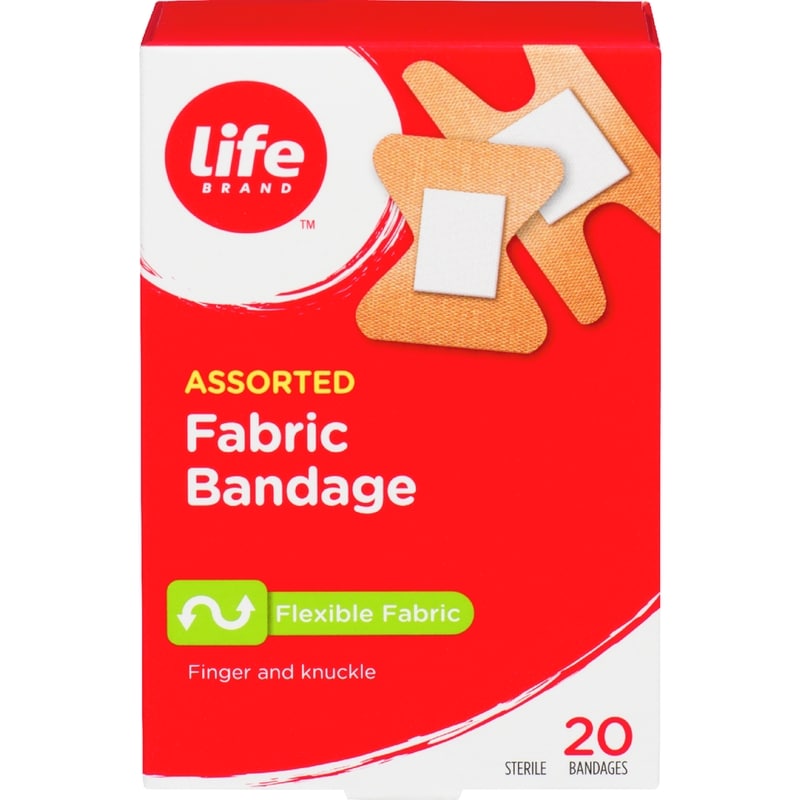 Assorted Fabric Bandage, Flexible Fabric, 20 Pack