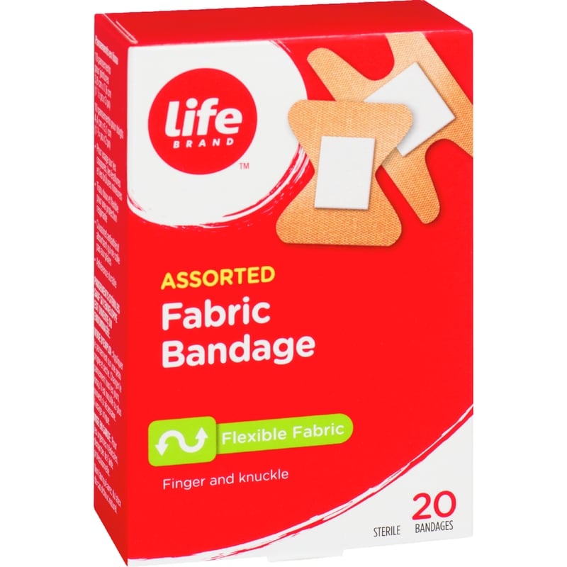 Assorted Fabric Bandage, Flexible Fabric, 20 Pack