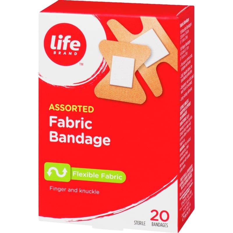 Assorted Fabric Bandage, Flexible Fabric, 20 Pack