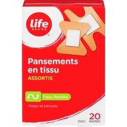 Life Pansement En Tissu Varié, Tissu Flexible, 20 Par Paquet 20 ea, 0,20 $/1ch