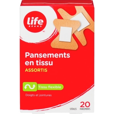 Life Pansement En Tissu Varié, Tissu Flexible, 20 Par Paquet 20 ea, 0,21 $/1ch
