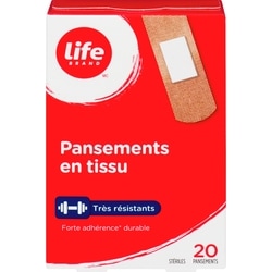 Life Pansement en tissu, robuste, 20 par paquet 20 ea, 0,22 $/1ch