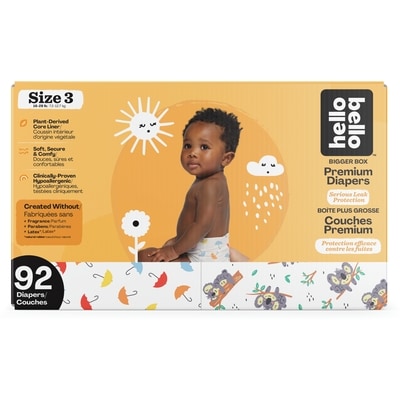 Hello Bello Diapers, Size 3, 92 Count 92x1.0 ea, $0.33/1ea