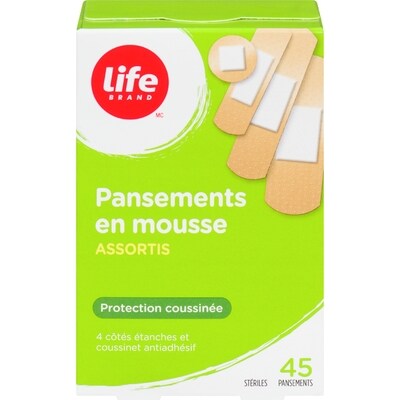 Life LB PANSEMENT MOUSSE IMP ASST 45 ea, 0,13 $/1ch