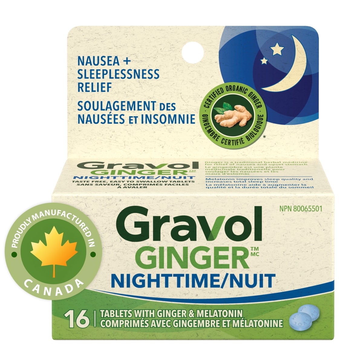 Gravol Ginger Nighttime  16 ea, $0.72/1ea