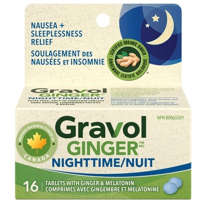 Gravol Ginger Pour la nuit 16 ea, 0,78 $/1ch