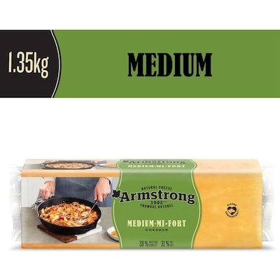 Armstrong Medium Cheddar Cheese 1.35 kg, $1.70/100g