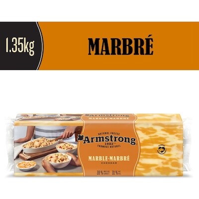 Armstrong Fromage Cheddar marbré 1.35 kg, 1,70 $/100g
