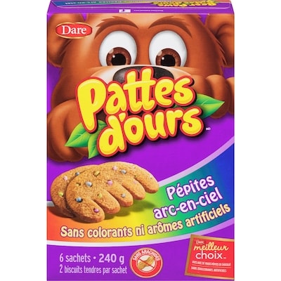 Dare Biscuits Pattes d’ours Pépites arc-en-ciel 240 g, 2,08 $/100g
