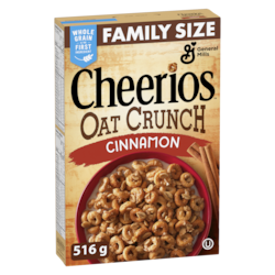 General Mills Cheerios Oat Crunch Breakfast Cereal, Cinnamon, Family Size 516 g, $1.45/100g