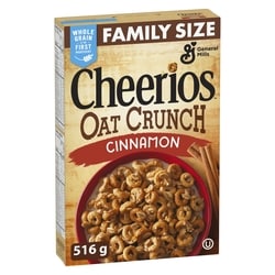 General Mills Cheerios Oat Crunch Breakfast Cereal, Cinnamon, Family Size 516 g, $1.16/100g