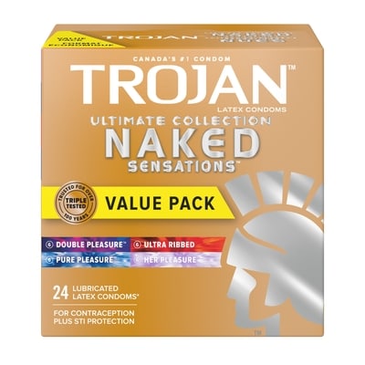 Trojan Condoms lubrifiés Sensations nues Collection ultime format varié 24 ea, 99,96 $/100ch