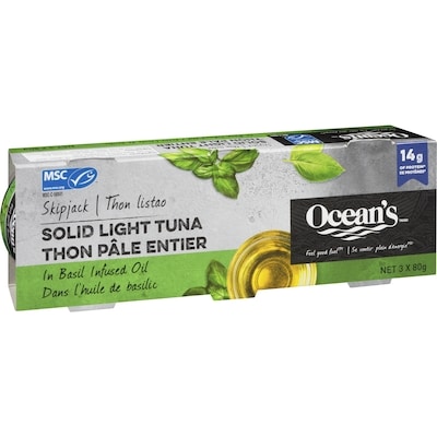 Skipjack In Basil Infused Oil Solid Light Tuna