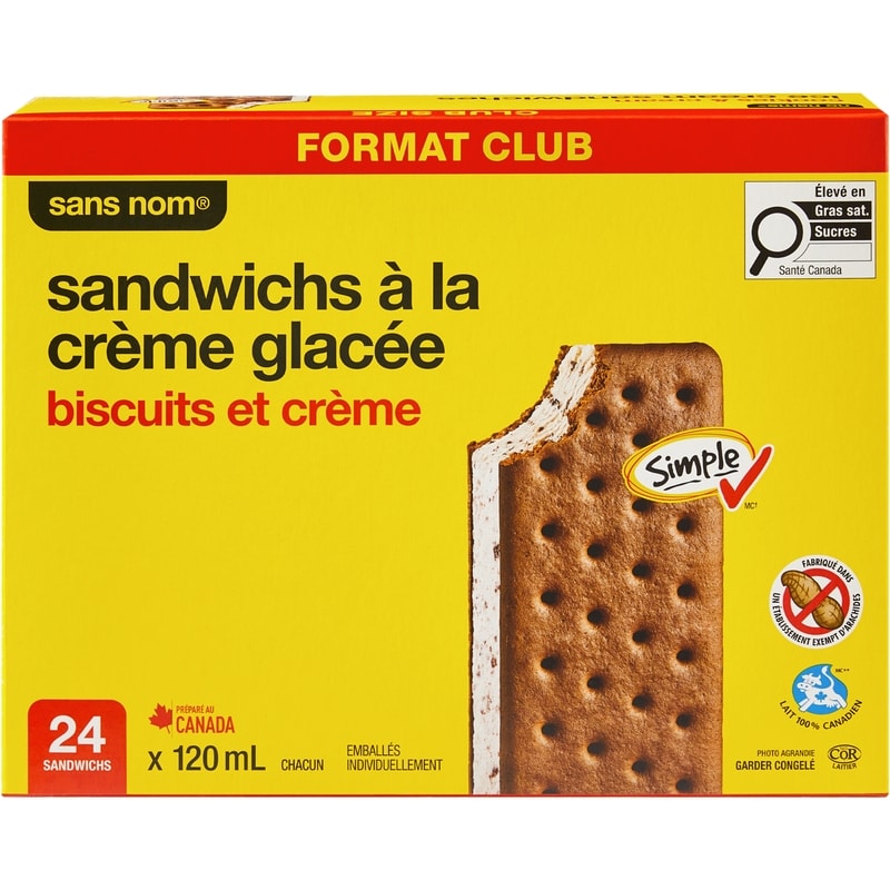 Cookies and Cream Ice Cream Sandwiches Club Size