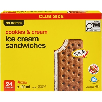 Sans Nom Sandwichs à la crème glacée biscuits et crème 24x120.0 ml, 0,35 $/100ml