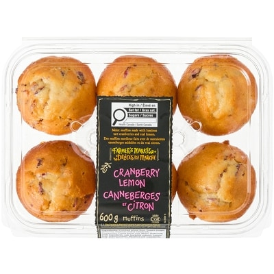 Farmer's Market Lemon Cranberry Muffins 600 g, $1.00/100g