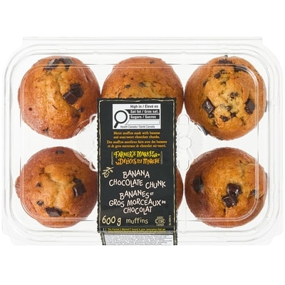 Délices du Marché Muffins au chocolat et bananes 600 g, 1,08 $/100g