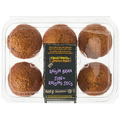 Délices du Marché Dm Muffins Son Et Raisins 600 g, 1,08 $/100g
