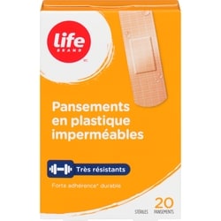 Life Pansements en plastique impermeables tres resistants 20 ea, 0,22 $/1ch