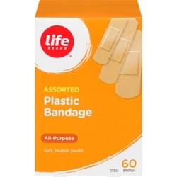 Assorted Plastic Bandage, All Purpose, 60 Pack