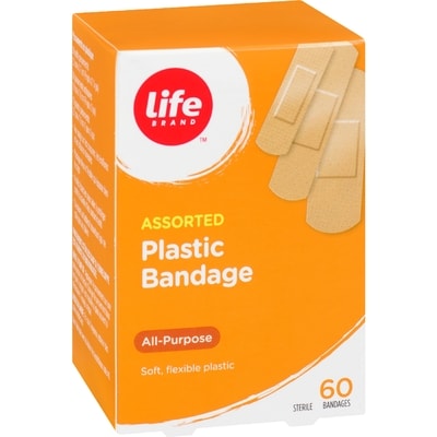 Assorted Plastic Bandage, All Purpose, 60 Pack