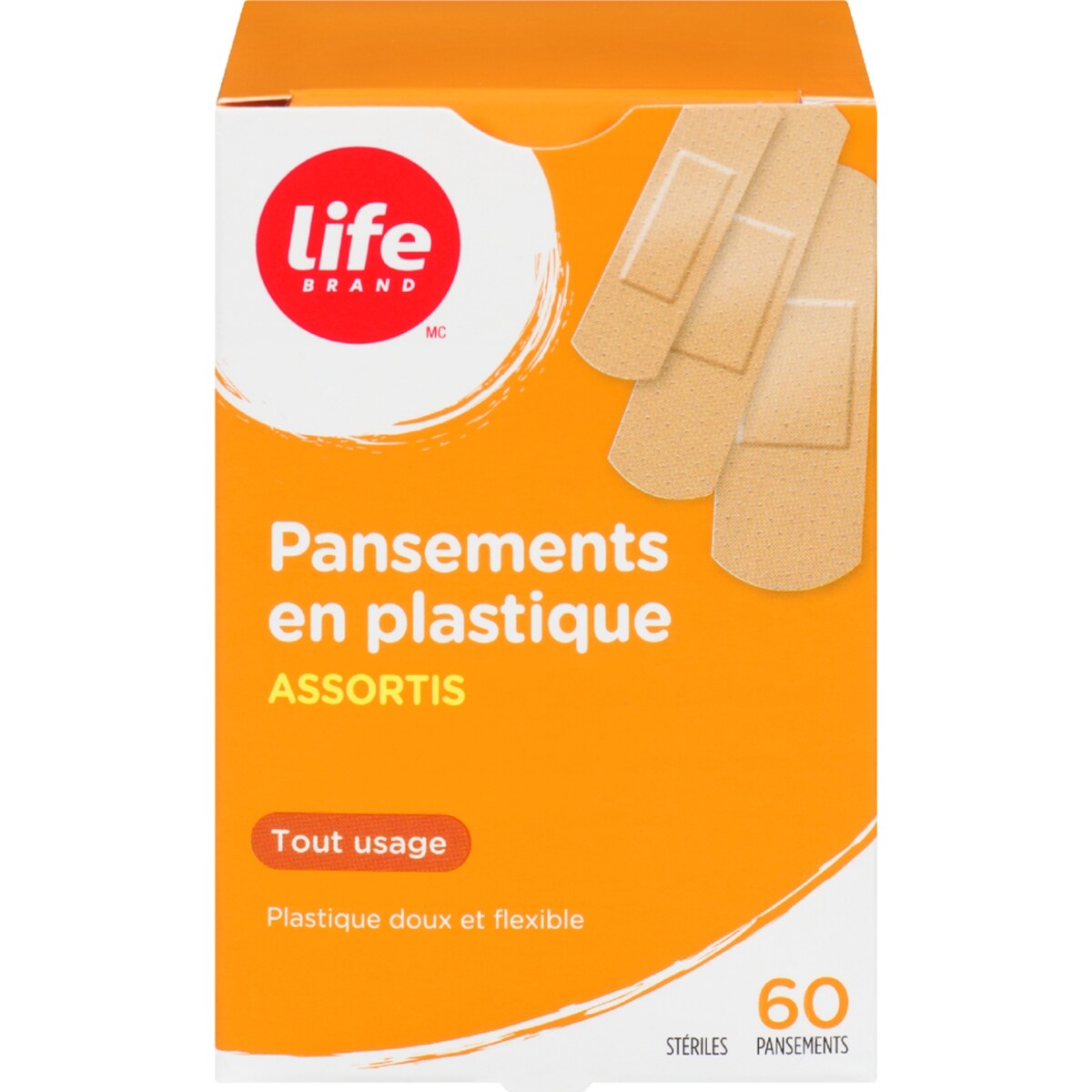 Life Pansement en plastique assorti, tout usage, 60 par paquet 60 ea, 0,08 $/1ch