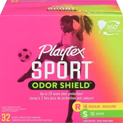 Playtex Sport Odor Shield Unscented Tampons Multipack Regular & Super 32 ea, $0.31/1ea