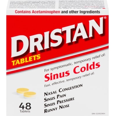 Dristan Comprimés rhume et sinus, 48 comprimés 48 ea, 0,27 $/1ch
