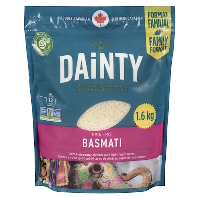 Riz Dainty Riz basmati, grand format 1.6 kg, 0,75 $/100g