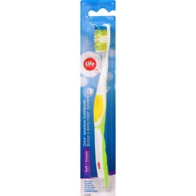 Life Brand Orbit Sensitive Toothbrush, Yellow, Soft 1 ea, $5.49/1ea