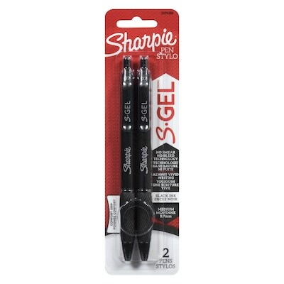 Sharpie Stylos encre noir moyenne 0.7 mm 2x1.0 ea, 2,75 $/1ch