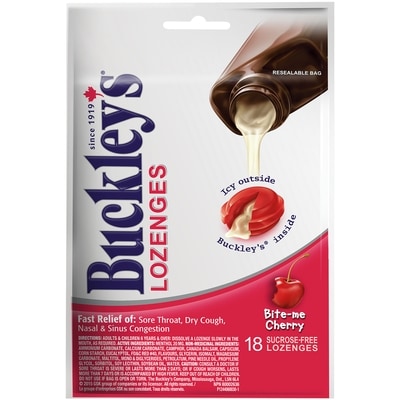 Buckley’s Pastilles à croquer saveur cerise, 18 pastilles 18 ea, 0,32 $/1ch