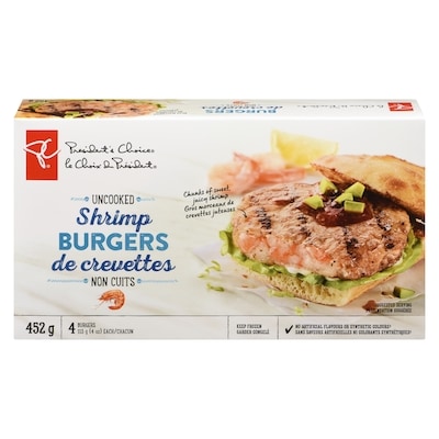 le Choix du Président Burger de crevettes 452 g, 2,43 $/100g