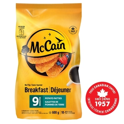 McCain 9 Minute No Flip Potato Patties 600 g, $1.00/100g