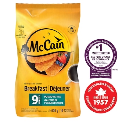 McCain Galettes de pommes de terre 9 minutes Sans tourner 600 g, 0,50 $/100g